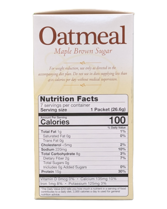 Maple Brown Sugar Protein Oatmeal  - Box of 7 meals - 6 Net Carbs per serving!