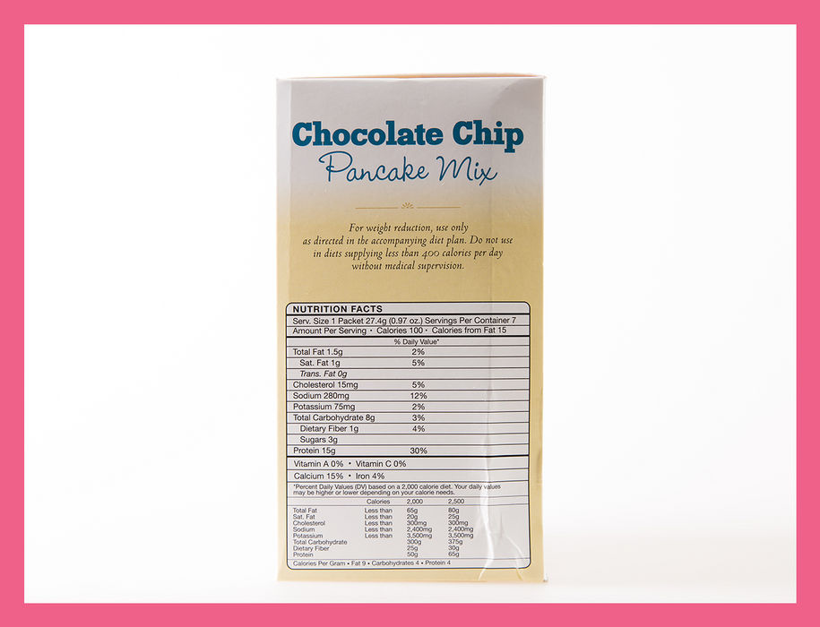 Chocolate Chip Pancake Protein Mix - Box of 7 meals - 7 Net Carbs per serving!