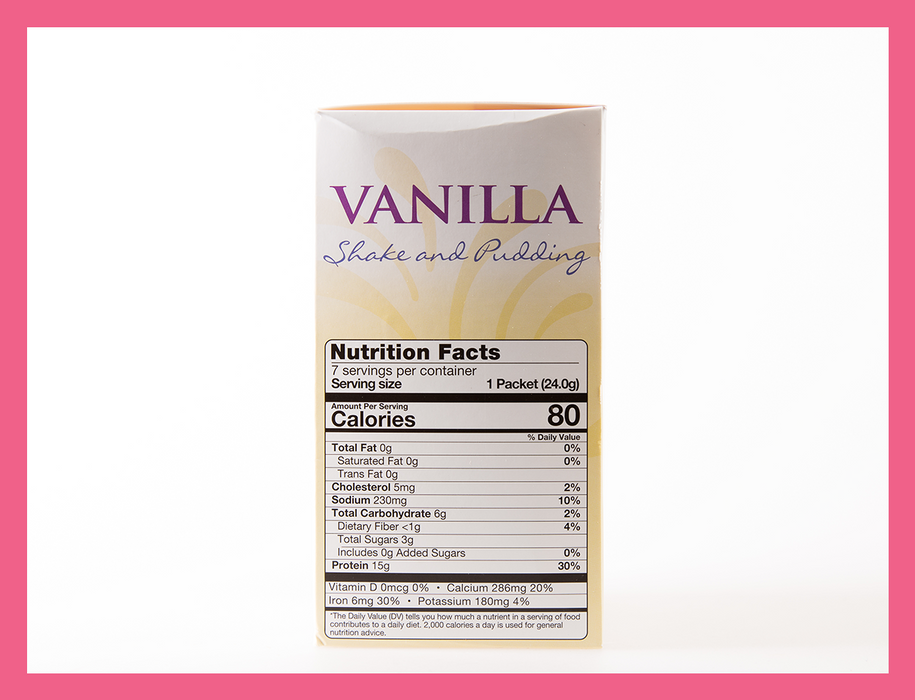 Vanilla Protein  Shake & Pudding - Box of 7 meals - 6 Net Carbs per serving!